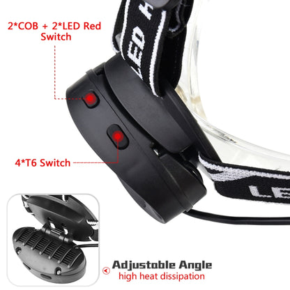 30000 LM 4 × XML-T6 + 2 × COB + 2 × Red LED Head Lamp Flashlight Torch Lantern - Headlamp by buy2fix | Online Shopping UK | buy2fix
