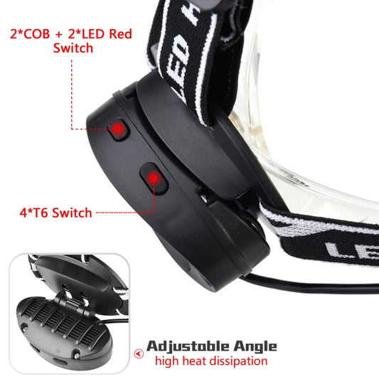 30000 LM 4 × XML-T6 + 2 × COB + 2 × Red LED Head Lamp Flashlight Torch Lantern - Headlamp by buy2fix | Online Shopping UK | buy2fix