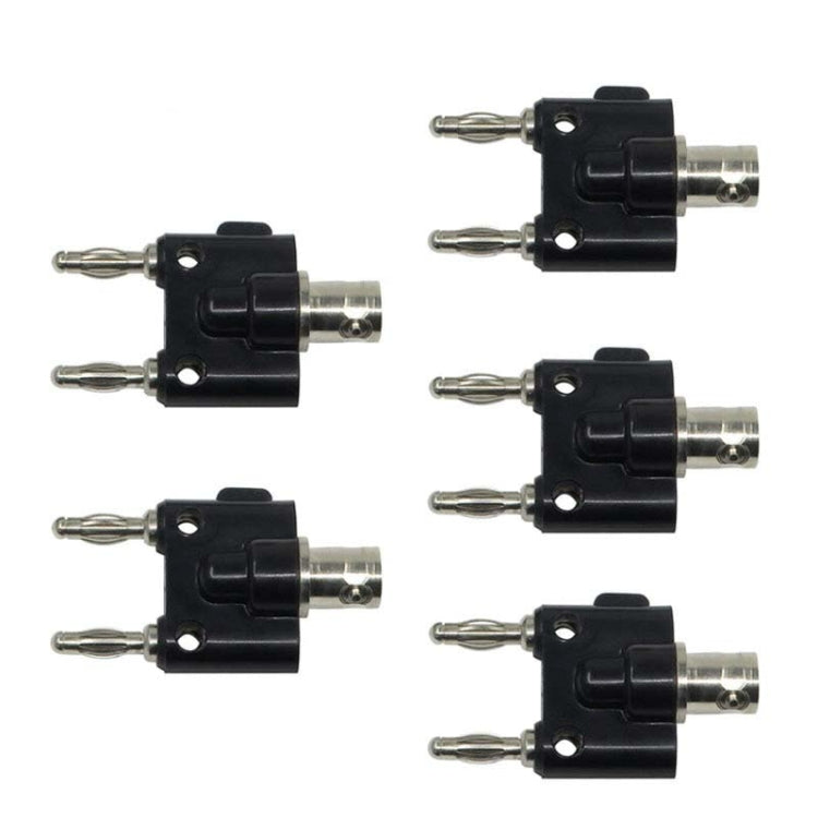 5pcs BNC Female To Dual Banana Plug Adapter Binding Male Connector(Black) by buy2fix