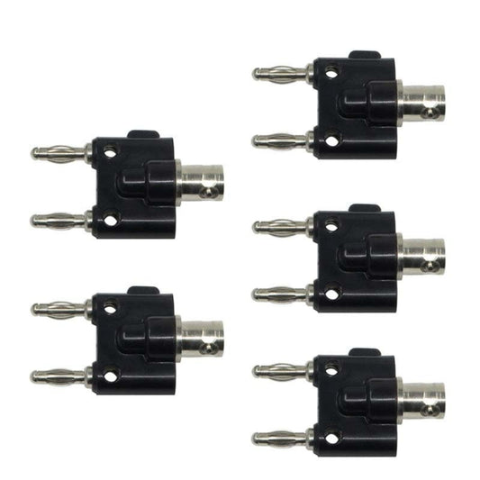 5pcs BNC Female To Dual Banana Plug Adapter Binding Male Connector(Black) by buy2fix