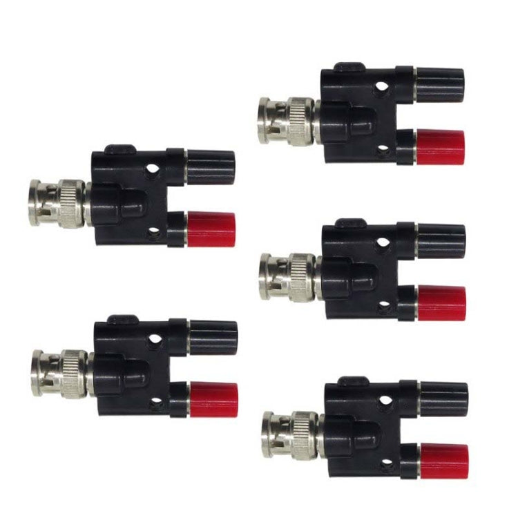 5pcs BNC Male Plug To Two Banana Jack Female Connector RF Adapter(Black) by buy2fix