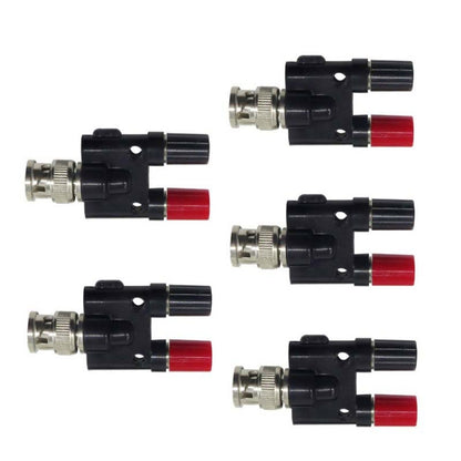 5pcs BNC Male Plug To Two Banana Jack Female Connector RF Adapter(Black) by buy2fix