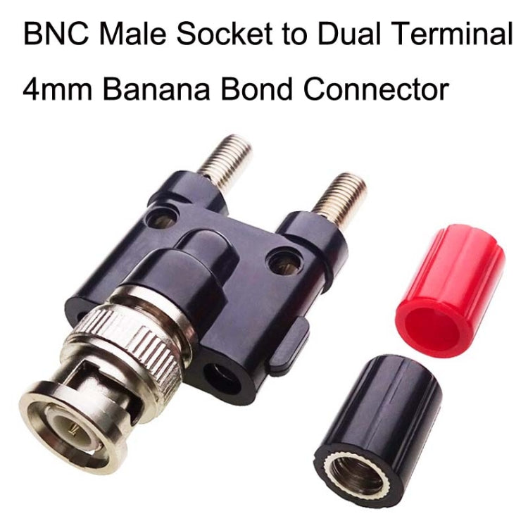 5pcs BNC Male Plug To Two Banana Jack Female Connector RF Adapter(Black) by buy2fix