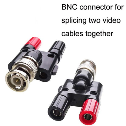5pcs BNC Male Plug To Two Banana Jack Female Connector RF Adapter(Black) by buy2fix