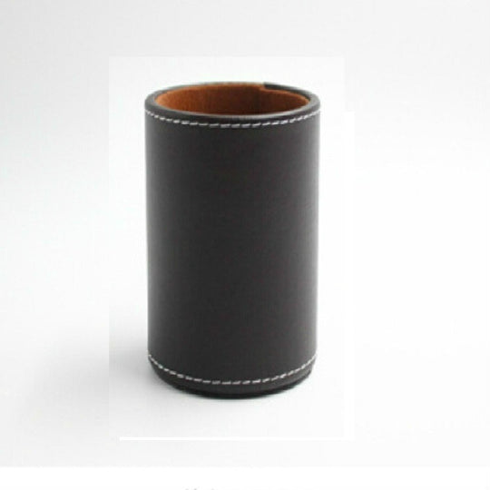 Faux Leather Leather Penholder Desk Supplies Organizer(Brown)