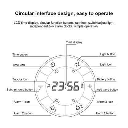 Simple Home Creative Multi-function Charging Stepless Dimming Alarm Clock Night Light(Gray) - Alarm Clocks by buy2fix | Online Shopping UK | buy2fix