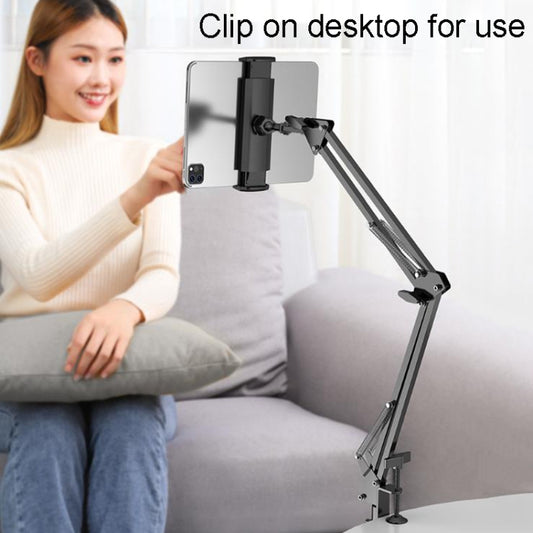 Live Folding Multifunctional Floor Stand For 4-13 Inch Cell Phone/Tablet/Switch, Size: 1.6m Retractable With Desktop Collet(Black) - Lazy Bracket by buy2fix | Online Shopping UK | buy2fix