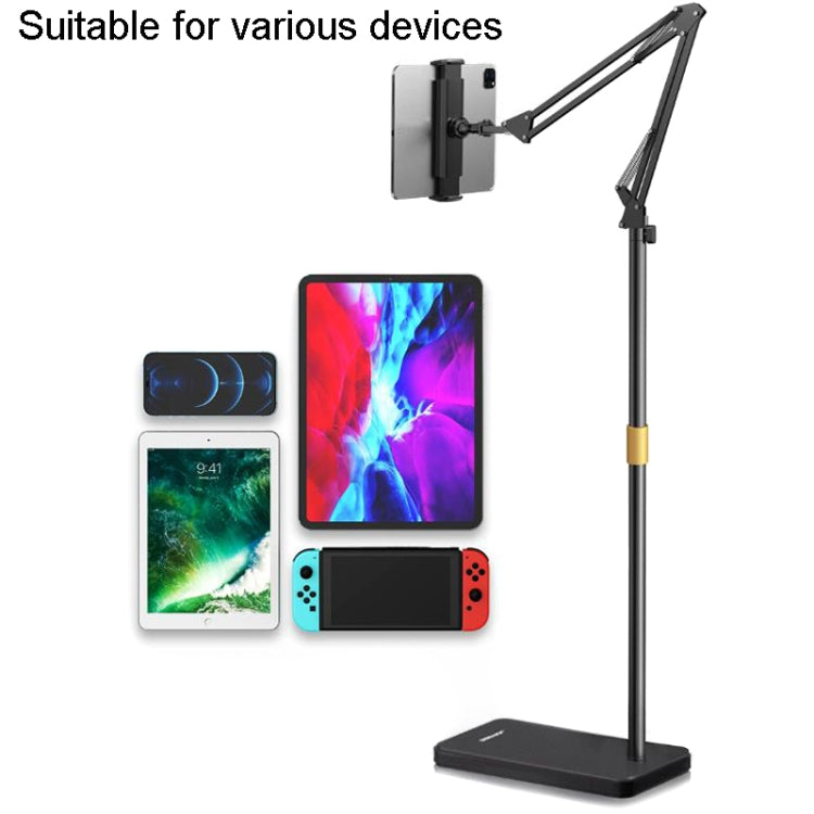 Live Folding Multifunctional Floor Stand For 4-13 Inch Cell Phone/Tablet/Switch, Size: 1.6m Retractable With Desktop Collet(Black) - Lazy Bracket by buy2fix | Online Shopping UK | buy2fix