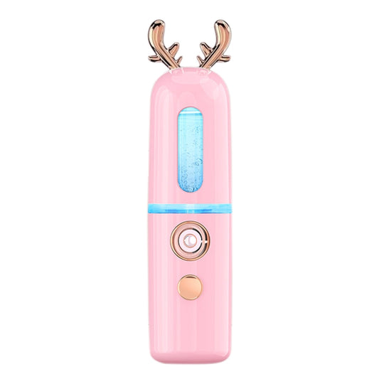 Facial Steamer Nano Spray Water Replenishing Instrument Portable Cold Spray Machine Charging Beauty Instrument Automatic Alcohol Sprayer, Style:Cute Deer(Pink) - Beauty Instrument by buy2fix | Online Shopping UK | buy2fix