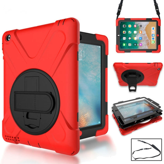 360 Degree Rotation Silicone Protective Cover with Holder and Hand Strap and Long Strap for iPad 9.7 (2017) & (2018)(Red) - iPad 9.7 (2018) & (2017) Cases by buy2fix | Online Shopping UK | buy2fix