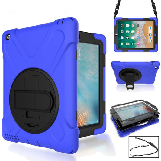 360 Degree Rotation Silicone Protective Cover with Holder and Hand Strap and Long Strap for iPad Pro 9.7(Blue) - iPad 9.7 (2018) & (2017) Cases by buy2fix | Online Shopping UK | buy2fix