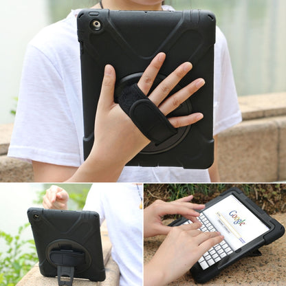 360 Degree Rotation Silicone Protective Cover with Holder and Hand Strap and Long Strap for iPad 6 / iPad Air 2(Black) - More iPad Cases by buy2fix | Online Shopping UK | buy2fix