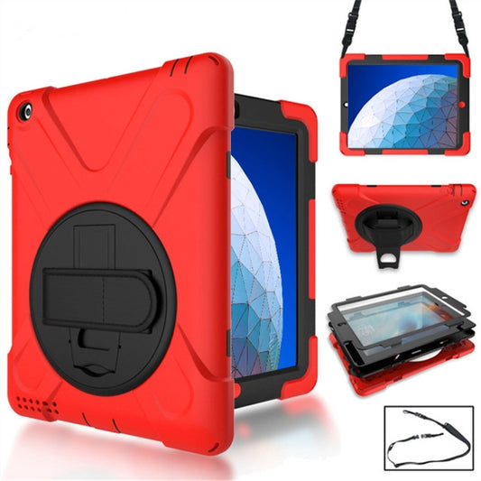 360 Degree Rotation Silicone Protective Cover with Holder and Hand Strap and Long Strap for iPad Pro Air 3 10.5 （2019）(Red) - iPad Air (2019) Cases by buy2fix | Online Shopping UK | buy2fix