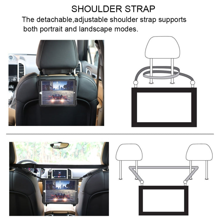 360 Degree Rotation Silicone Protective Cover with Holder and Hand Strap and Long Strap for iPad Pro Air 3 10.5 （2019）(Black) - iPad Air (2019) Cases by buy2fix | Online Shopping UK | buy2fix