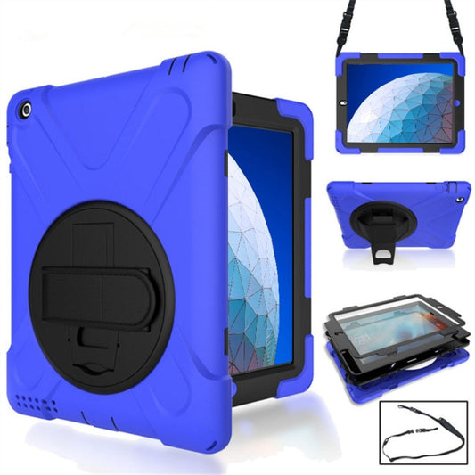 360 Degree Rotation Silicone Protective Cover with Holder and Hand Strap and Long Strap for iPad Pro Air 3 10.5 （2019）(Blue) - iPad Air (2019) Cases by buy2fix | Online Shopping UK | buy2fix