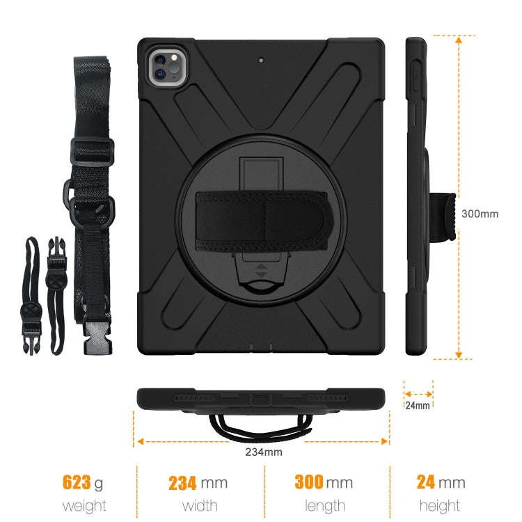 360 Degree Rotation Silicone + PC Case with Strap for iPad Pro 12.9 2018(Black) - iPad Pro 12.9 (2018) Cases by buy2fix | Online Shopping UK | buy2fix