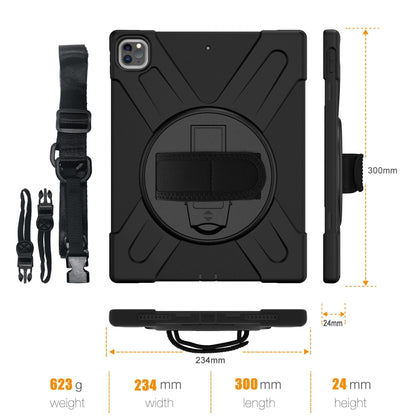360 Degree Rotation Silicone + PC Case with Strap for iPad Pro 12.9 2018(Black) - iPad Pro 12.9 (2018) Cases by buy2fix | Online Shopping UK | buy2fix