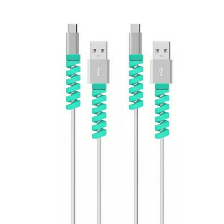 4pcs Spiral Style Silicone Data Cable Protective Cover Anti-wire Break Winder(Blue) by buy2fix