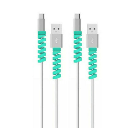 4pcs Spiral Style Silicone Data Cable Protective Cover Anti-wire Break Winder(Blue) by buy2fix