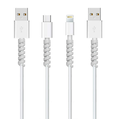4pcs Spiral Style Silicone Data Cable Protective Cover Anti-wire Break Winder(Gray) by buy2fix