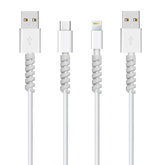 4pcs Spiral Style Silicone Data Cable Protective Cover Anti-wire Break Winder(Gray) by buy2fix