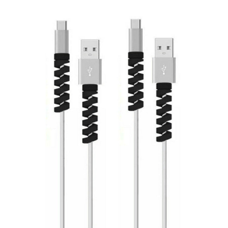 4pcs Spiral Style Silicone Data Cable Protective Cover Anti-wire Break Winder(Black) by buy2fix