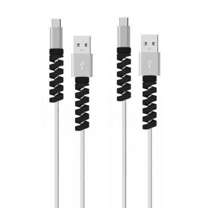 4pcs Spiral Style Silicone Data Cable Protective Cover Anti-wire Break Winder(Black) by buy2fix