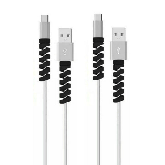4pcs Spiral Style Silicone Data Cable Protective Cover Anti-wire Break Winder(Black) by buy2fix