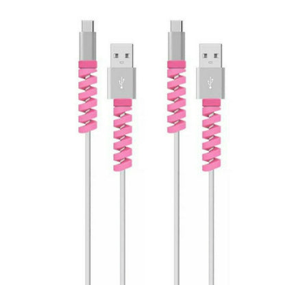 4pcs Spiral Style Silicone Data Cable Protective Cover Anti-wire Break Winder(Pink) by buy2fix