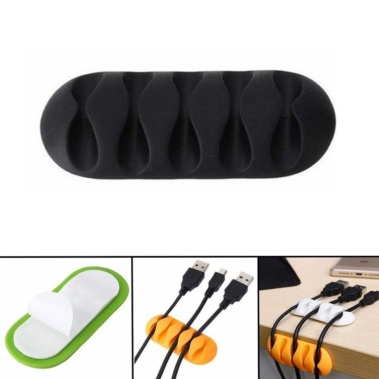 10 PCS Pasteable Five-hole TPR Wire Storage Organizer Data Cable Holder(Black) by buy2fix