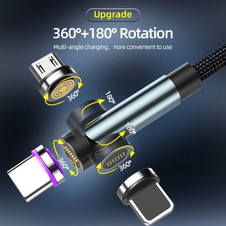 CC57 8 Pin + Type-C/USB-C + Micro USB Magnetic Interface Rotating Fast Charging Data Cable, Cbale Length: 1m(Red) by buy2fix