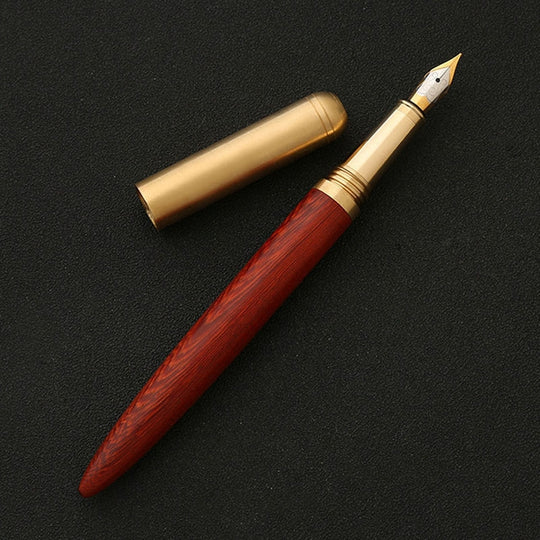 Luxury Wood Fountain Pen School Office Writing Ink Pen Stationery Gifts Supplies(Sandal wood)