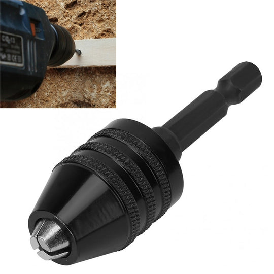 Hex Shank Mini Drill Chuck Conversion Three Jaw Chuck Power Tool, Model:Hex Shank Black Chuck (0.3-6.5mm) B