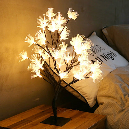 24 Lights Cherry Tree Lamp Table Lamp Room Layout Decoration Creative Bedside Night Light Gift, Style:Fiber Optic Black tree by buy2fix