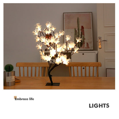 36 Lights Cherry Tree Lamp Table Lamp Room Layout Decoration Creative Bedside Night Light Gift, Style:Fiber Optic Black tree - Holiday Lights by buy2fix | Online Shopping UK | buy2fix