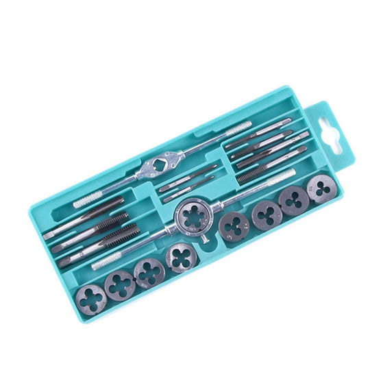Hand Die Model Tap Tap Die Set Manual Tapping Drill Thread Hole, Style:20 In 1