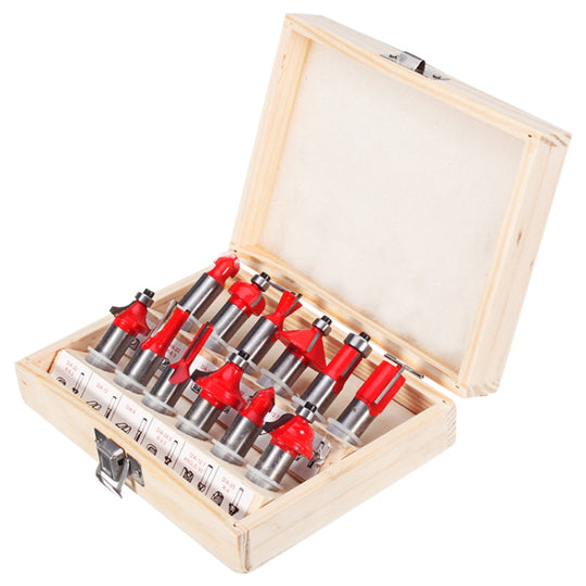 Woodworking Milling Cutter Set Trimming Machine Head Electric Wood Milling Engraving Machine Cutter, Style:Red 1/2 Handle 12PCS