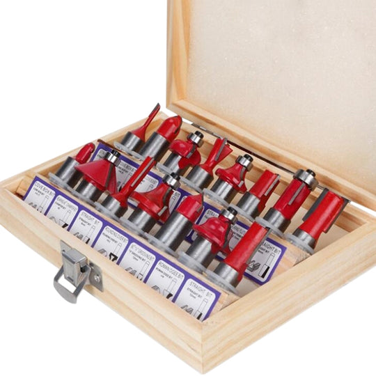 Woodworking Milling Cutter Set Trimming Machine Head Electric Wood Milling Engraving Machine Cutter, Style:Red 1/2 Handle 15PCS