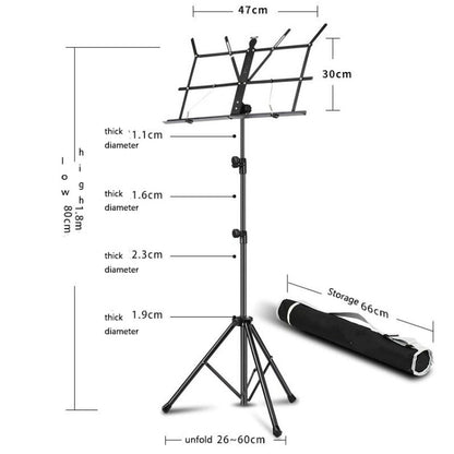 Portable Folding  Lifted and Thickened Piano Stand Guzheng Guitar Home Music Stand(Black Yellow) - String Instrument Accessories by buy2fix | Online Shopping UK | buy2fix