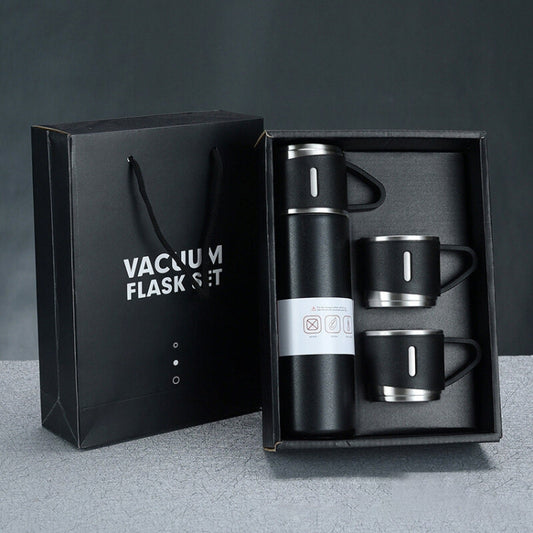 500ml 304 Stainless Steel Thermos Cup Portable Business Tea Cup,Spec: Gift Box Set(Black) - Vacuum Thermoses & Cups by buy2fix | Online Shopping UK | buy2fix