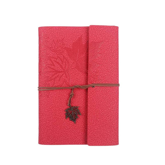 A7 PU Maple Retro Straps Handbook Loose-leaf Notebook(Red)