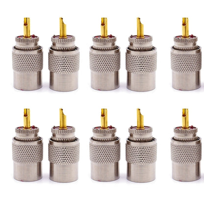 10pcs UHF Male PL259 Connector RG8 / RG58 Cable Lug Antenna Connector by buy2fix