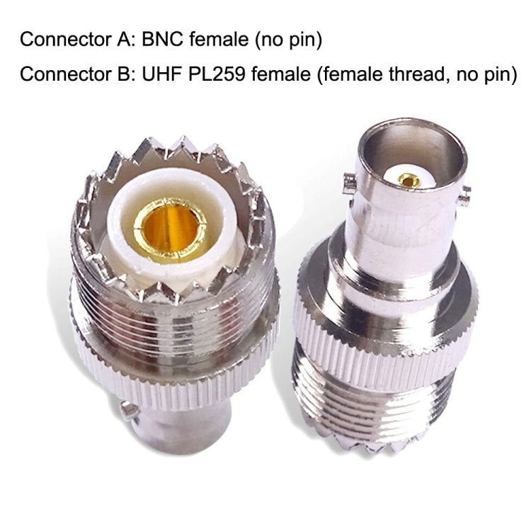 BNC Female Jack To UHF PL-259 Female Straight Type RF Coax Adapter Connector by buy2fix