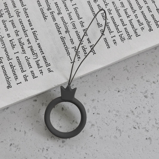 10pcs Crown Model Finger Ring Silicone Cell Phone Lanyard U Disk Rope(Black) - Lanyards & Wrist Straps by buy2fix | Online Shopping UK | buy2fix