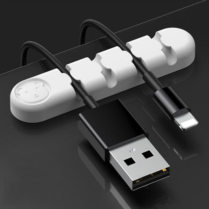 5 PCS 4 Holes Bear Silicone Desktop Data Cable Organizing And Fixing Device(White) by buy2fix