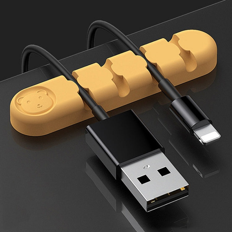 5 PCS 4 Holes Bear Silicone Desktop Data Cable Organizing And Fixing Device(Lemon Yellow) by buy2fix