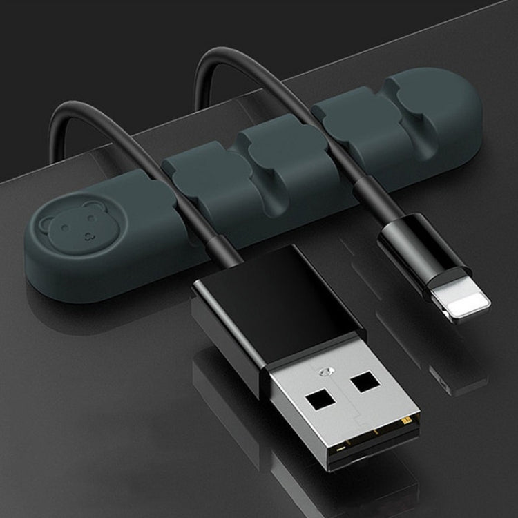 5 PCS 4 Holes Bear Silicone Desktop Data Cable Organizing And Fixing Device(Dark Green) by buy2fix