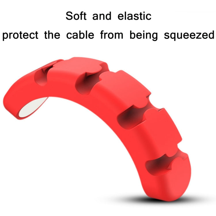 5 PCS 4 Holes Bear Silicone Desktop Data Cable Organizing And Fixing Device(Red) by buy2fix