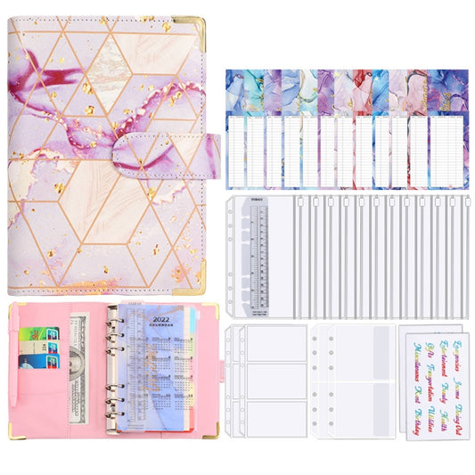 A6 Loose-leaf Notebook Budget Book Marbled Handbook,Style: Basic Model(Purple) - Notebooks by buy2fix | Online Shopping UK | buy2fix