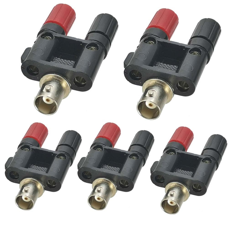 5pcs BNC Female Jack To Dual Banana Female Jack RF Adapter Coaxial Connector(Black) by buy2fix